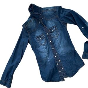Juniors Denim Button-Up Shirt